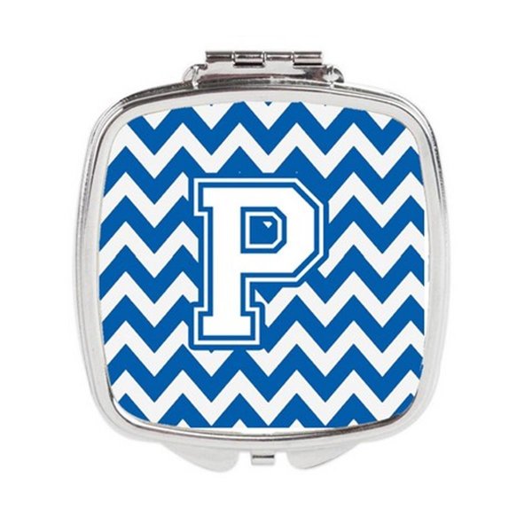 Carolines Treasures Letter P Chevron Blue and White Compact Mirror, 3 x 0.3 x 2.75 in. CJ1045-PSCM